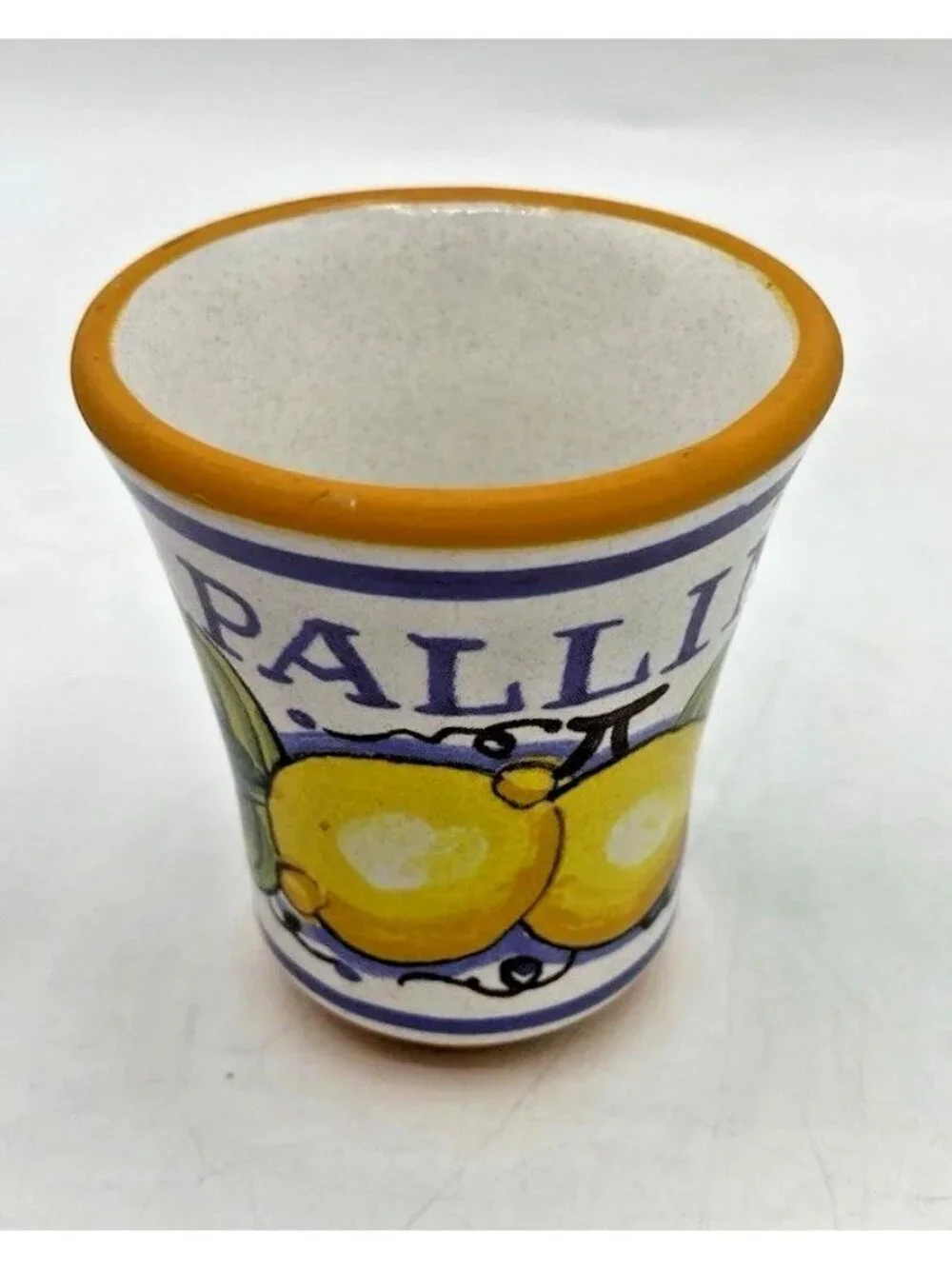 Pallini Limoncello Shot Glass Deruta Italy Lemon Pottery Barware
